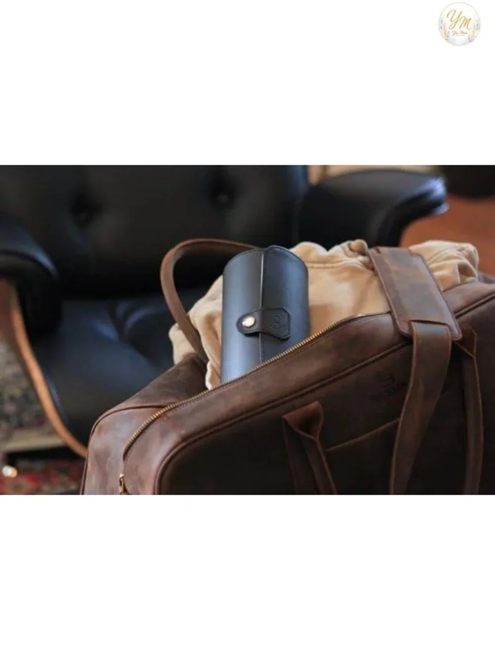 Vegan faux leather 3-Watch Travel Case Roll Organizer for Men Women